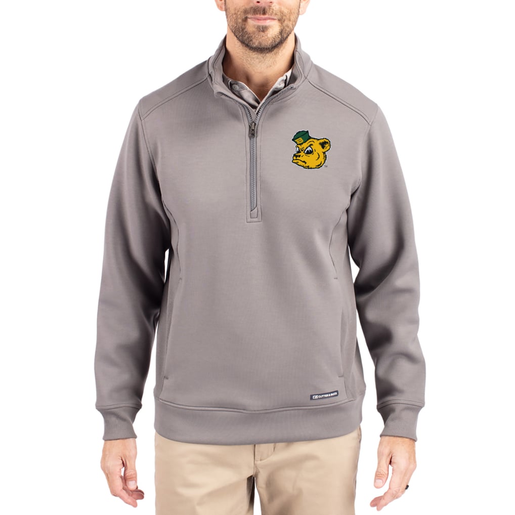  Baylor Bears Cutter & Buck Roam Eco Recycled Quarter-Zip Pullover - Gray